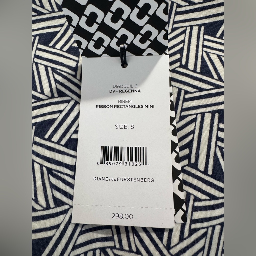 Diane Von Furstenberg DVF Regenna Ribbon Rectangles Stretch Sheath Dress Size 8 - Picture 7 of 12